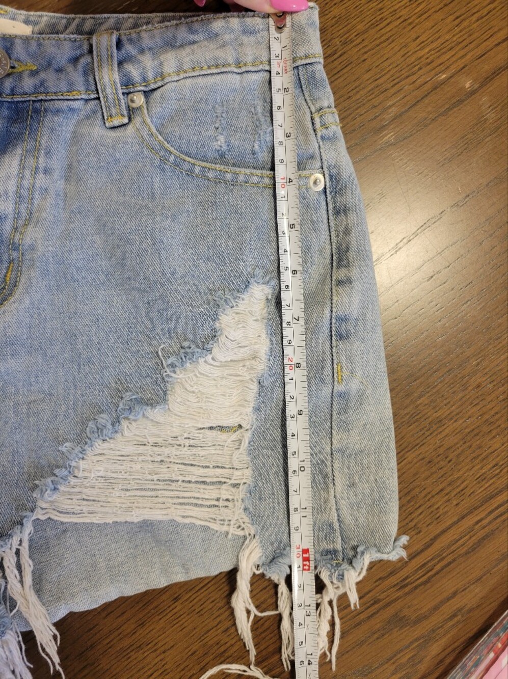 Blue Buttercup Light Wash Distressed Denim Shorts - Picture 5 of 5